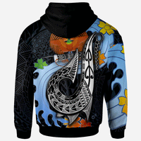Papua New Guinea Zip Hoodie Fish Hooks and Wave - Polynesian Pride