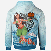 Papua New Guinea Zip Hoodie Polynesian Girls With Shark - Polynesian Pride