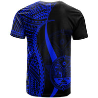 Marshall Islands T Shirt Blue Polynesian Tentacle Tribal Pattern Crest - Polynesian Pride