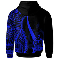 Vanuatu Zip up Hoodie Blue Tentacle Tribal Pattern - Polynesian Pride