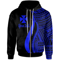 Wallis and Futuna Custom Zip up Hoodie Blue Tentacle Tribal Pattern Unisex Blue - Polynesian Pride