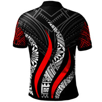 Niue Polo Shirt Strong Fire Pattern Red - Polynesian Pride