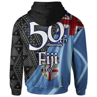 Fiji Zip Hoodie Levuka Fiji Day 50th Anniversary With Tapa Patterns - Polynesian Pride