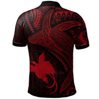 Papua New Guinea Polo Shirt Humpback Whale and Coat of Arms Red - Polynesian Pride