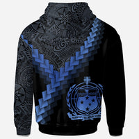 Samoa Zip up Hoodie Samoa Coat of Arms With Polynesian Tattoo Blue - Polynesian Pride