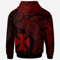 Wallis and Futuna Zip up Hoodie Humpback Whale & Coat of Arms Red - Polynesian Pride