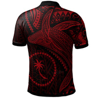 Chuuk Polo Shirt Humpback Whale and Coat of Arms Red - Polynesian Pride