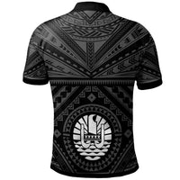 Tahiti Custom Polo Shirt Tahitian Seal In Polynesian Tattoo Style (Black) - Polynesian Pride