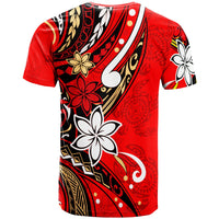 Cook Islands T Shirt Tribal Flower With Special Turtles Red Color - Polynesian Pride