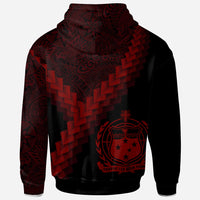 Samoa Zip up Hoodie Samoa Coat of Arms With Polynesian Tattoo Red - Polynesian Pride