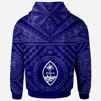 Guam Zip up Hoodie Guam Seal With Polynesian Tattoo Style (Blue) - Polynesian Pride