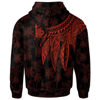 Wallis and Futuna Zip up Hoodie Polynesian Wings Red - Polynesian Pride