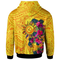 Polynesian Zip Hoodie Vanuatu Symbols With Hibiscus - Polynesian Pride