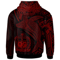 Samoa Zip up Hoodie Humpback Whale & Coat of Arms Red - Polynesian Pride