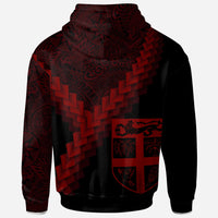 Fiji Hoodie Fiji Coat of Arms With Polynesian Tattoo Red - Polynesian Pride