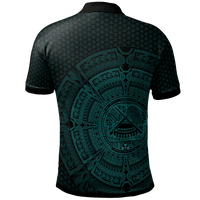 American Samoa Polo Shirt Polynesian Circle (TURQUOISE) - Polynesian Pride