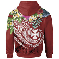 Wallis and Futuna Polynesian Zip up Hoodie Summer Plumeria (Red) - Polynesian Pride