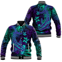 (Custom Personalised) Polynesian Baseball Jacket Purple Paradise Hawaiian Tribal Hammerhead Shark LT14 Unisex Purple - Polynesian Pride