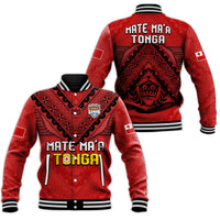Tonga Rugby MMT Baseball Jacket Ngatu Mate Maa Tonga Simple LT13 Unisex Red - Polynesian Pride