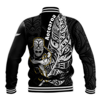 New Zealand Silver Fern Rugby Baseball Jacket All Black Maori Version Black LT14 - Polynesian Pride