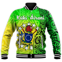 Cook Islands Baseball Jacket Cook Islands Coat Of Arms Turtle Polynesian LT14 Unisex Green - Polynesian Pride