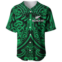New Zealand Silver Fern Rugby Baseball Jersey All Black Green NZ Maori Pattern LT13 Green - Polynesian Pride