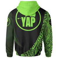 Yap State Hoodie Green Polynesian Patterns Sport Style - Polynesian Pride