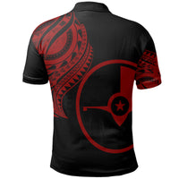 Yap State Polo Shirt Yap State Tatau Red Patterns With Coat Of Arms - Polynesian Pride