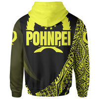 Pohnpei State Zip Hoodie Yellow Polynesian Patterns Sport Style - Polynesian Pride