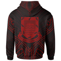 Tuvalu Zip Hoodie Tuvalu Seal Red Tribal Patterns - Polynesian Pride