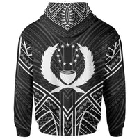Pohnpei State Zip Hoodie Pohnpei State Seal Black Tribal Patterns - Polynesian Pride