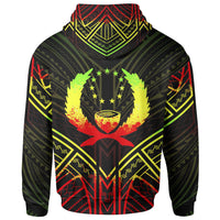 Pohnpei State Zip Hoodie Pohnpei State Seal Reggae Tribal Patterns - Polynesian Pride