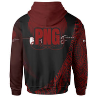 Papua New Guinea Zip Hoodie Red Polynesian Patterns Sport Style - Polynesian Pride
