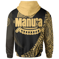 American Samoa Zip Hoodie Manua ofu Polynesian Gold Patterns Sport Style - Polynesian Pride
