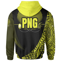 Papua New Guinea Zip Hoodie Yellow Polynesian Patterns Sport Style - Polynesian Pride