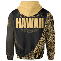 Hawaii Hoodie Gold Polynesian Patterns Sport Style - Polynesian Pride