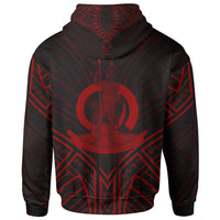Vanuatu Hoodie Vanuatu Seal Red Tribal Patterns - Polynesian Pride