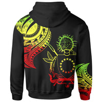 Cook Islands Zip Hoodie Cook Islands Tatau Reggae Patterns With Coat of Arms - Polynesian Pride