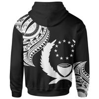 Pohnpei State Zip Hoodie Pohnpei State Tatau White Patterns With Coat of Arms - Polynesian Pride