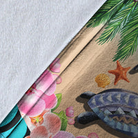 Polynesian Turtle Coconut Tree And Orchids Premium Blanket LT14 - Polynesian Pride