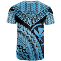Hawaii Custom T Shirt Blue Polynesian Necklace and Lauhala - Polynesian Pride