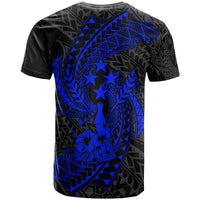 Kosrae Micronesian T Shirt Blue Spiral Pattern Hibiscus - Polynesian Pride