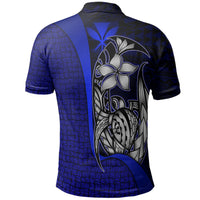 Polynesian Hawaii Custom Polo Shirt Blue Turtle with Hook - Polynesian Pride