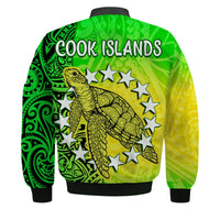 Cook Islands Bomber Jacket Cook Islands Coat Of Arms Turtle Polynesian LT14 - Polynesian Pride