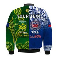(Custom Personalised) Samoa Rugby and Australia Rugby Bomber Jacket Toa Samoa Mix Kangaroos Pacific LT14 - Polynesian Pride