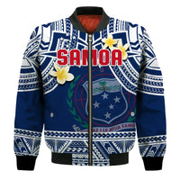 (Custom Personalised) Samoa Bomber Jacket Samoan Plumeria Flowers Mix Polynesian Pattern LT14 - Polynesian Pride