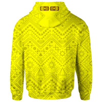 Hawaii Zip up Hoodie Aloha Hawaii Tiki Statue (Yellow) - Polynesian Pride