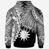 Nauru Polynesian Custom Hoodie Tribal Wave Tattoo White - Polynesian Pride