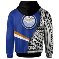 Marshall Islands Zip up Hoodie Coat of Arm and Polynesian Patterns - Polynesian Pride