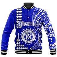 Hawaii Moanalua High School Baseball Jacket Tribal Kakau LT9 Unisex Blue - Polynesian Pride
